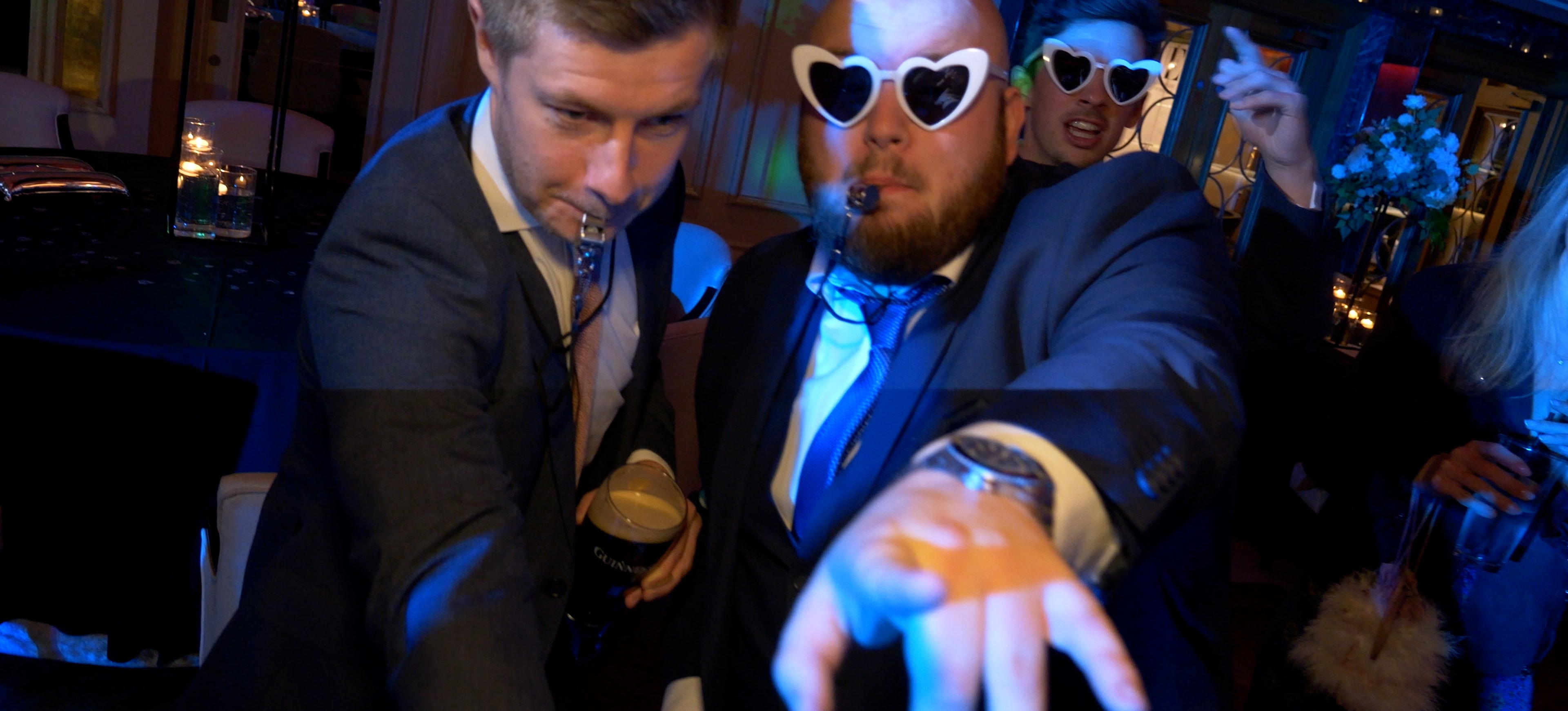 Wedding guests dancing and celebrating